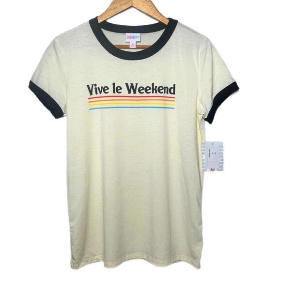 Small - Vive Le Weekend 70's graphic t-shirt, Liv LuLaRoe - Picture 1 of 4